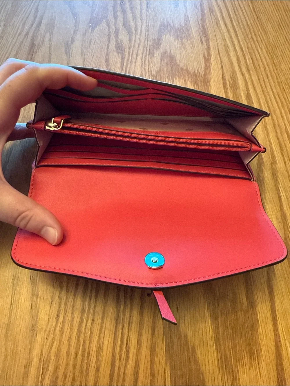 Kate Spade Hot Coral Pink Leather Envelope Wallet